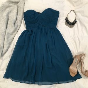 Donna Morgan sweetheart chiffon dress turquoise